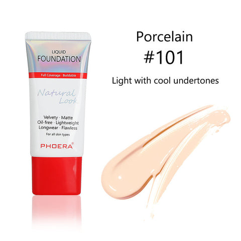 PHOERA Matte Liquid Foundation Concealer  Brighten Moisturizer Makeup Primer Longlasting Foundation Cream Women Make Up 2019 New