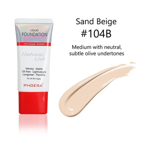 PHOERA Matte Liquid Foundation Concealer  Brighten Moisturizer Makeup Primer Longlasting Foundation Cream Women Make Up 2019 New