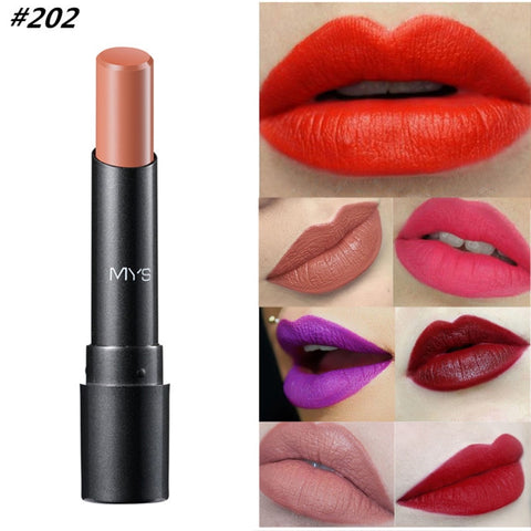 MYS Matte Lipstick Light Color Lip Makeup Cosmetic Lip Gloss Makeup Long Lasting Waterproof Tool Pearly-luster Factors Natural