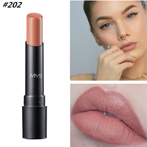 MYS Matte Lipstick Light Color Lip Makeup Cosmetic Lip Gloss Makeup Long Lasting Waterproof Tool Pearly-luster Factors Natural