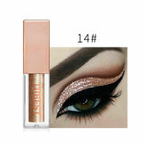 QiBest 15 Colors Glitter Liquid Eyeshadow Waterproof Lasting Shimmer Metallic Easy To Makeup Professional Eye Shimmer Eyeshadow