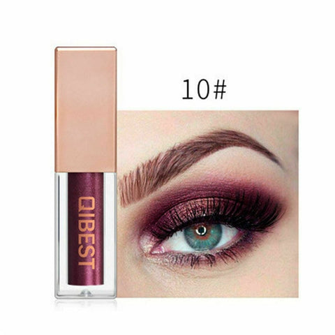 QiBest 15 Colors Glitter Liquid Eyeshadow Waterproof Lasting Shimmer Metallic Easy To Makeup Professional Eye Shimmer Eyeshadow
