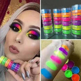 New 6 Colors Mixed Neon Powder Eyeshadow Matte Mineral Sequin Nail Powder Shimmer Eyeshadow Cosmetic Makeup Tools Accessories
