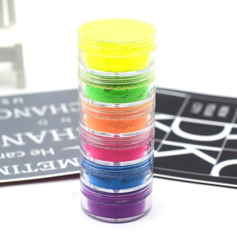 New 6 Colors Mixed Neon Powder Eyeshadow Matte Mineral Sequin Nail Powder Shimmer Eyeshadow Cosmetic Makeup Tools Accessories