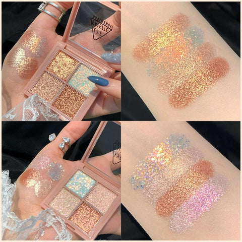 Glitter Eyeshadow Pallete Waterproof Long Lasting Matte Eye Shadow Pallete Makeup Shimmer 4 Colors Pigment Eyeshadow Maquillage
