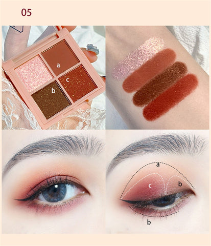 Glitter Eyeshadow Pallete Waterproof Long Lasting Matte Eye Shadow Pallete Makeup Shimmer 4 Colors Pigment Eyeshadow Maquillage