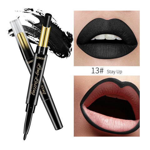 QIBEST 2 In 1 Double Head  Lip Liner Pencils Lipstick Waterproof Long Lasting moisturizing Pigments Nude Color TSLM1