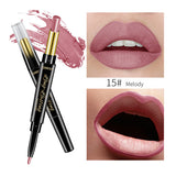 QIBEST 2 In 1 Double Head  Lip Liner Pencils Lipstick Waterproof Long Lasting moisturizing Pigments Nude Color TSLM1