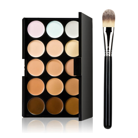 15 Color Makeup for Women Professional Makeup Cosmetic Contour Concealer Palette Make Up + Foundation Brush Makeup Kit Mujer Set