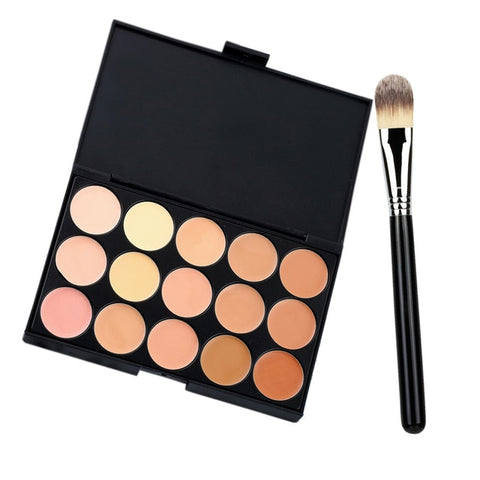 15 Color Makeup for Women Professional Makeup Cosmetic Contour Concealer Palette Make Up + Foundation Brush Makeup Kit Mujer Set
