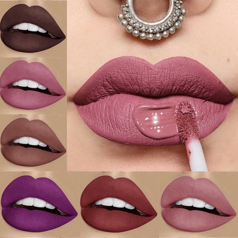 Qibest Waterproof Liquid Lip Gloss Metallic Matte Lipstick For Lips Cosmetic Sexy Batom Mate Lip Tint Makeup Lasting Lipgloss
