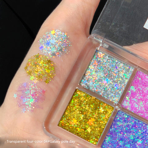 4 Color Eyeshadow Pallete Shimmer Pigmented Eye Shadow Palette Maquillage  Glitter Pearlescent Waterproof Big Sequin TSLM2