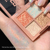 4 Color Eyeshadow Pallete Shimmer Pigmented Eye Shadow Palette Maquillage  Glitter Pearlescent Waterproof Big Sequin TSLM2
