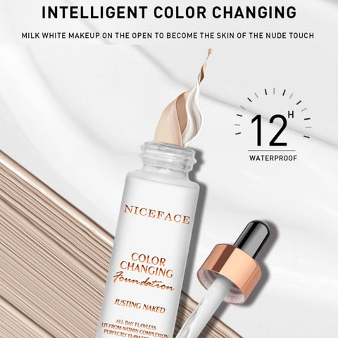 Professional Face Color Changing Liquid Foundation Moisturizer Oil-control Whitening Temperature Color Changing Liquid Foundatio